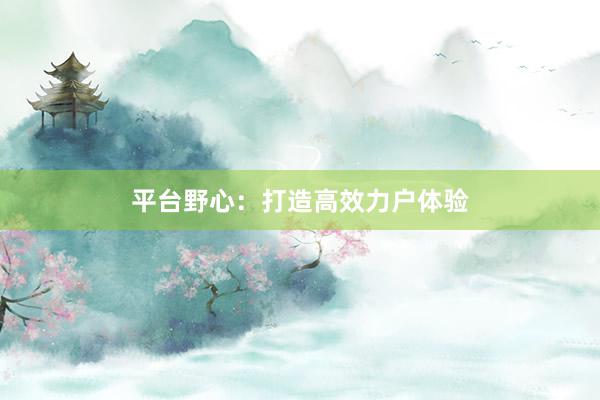 平台野心：打造高效力户体验
